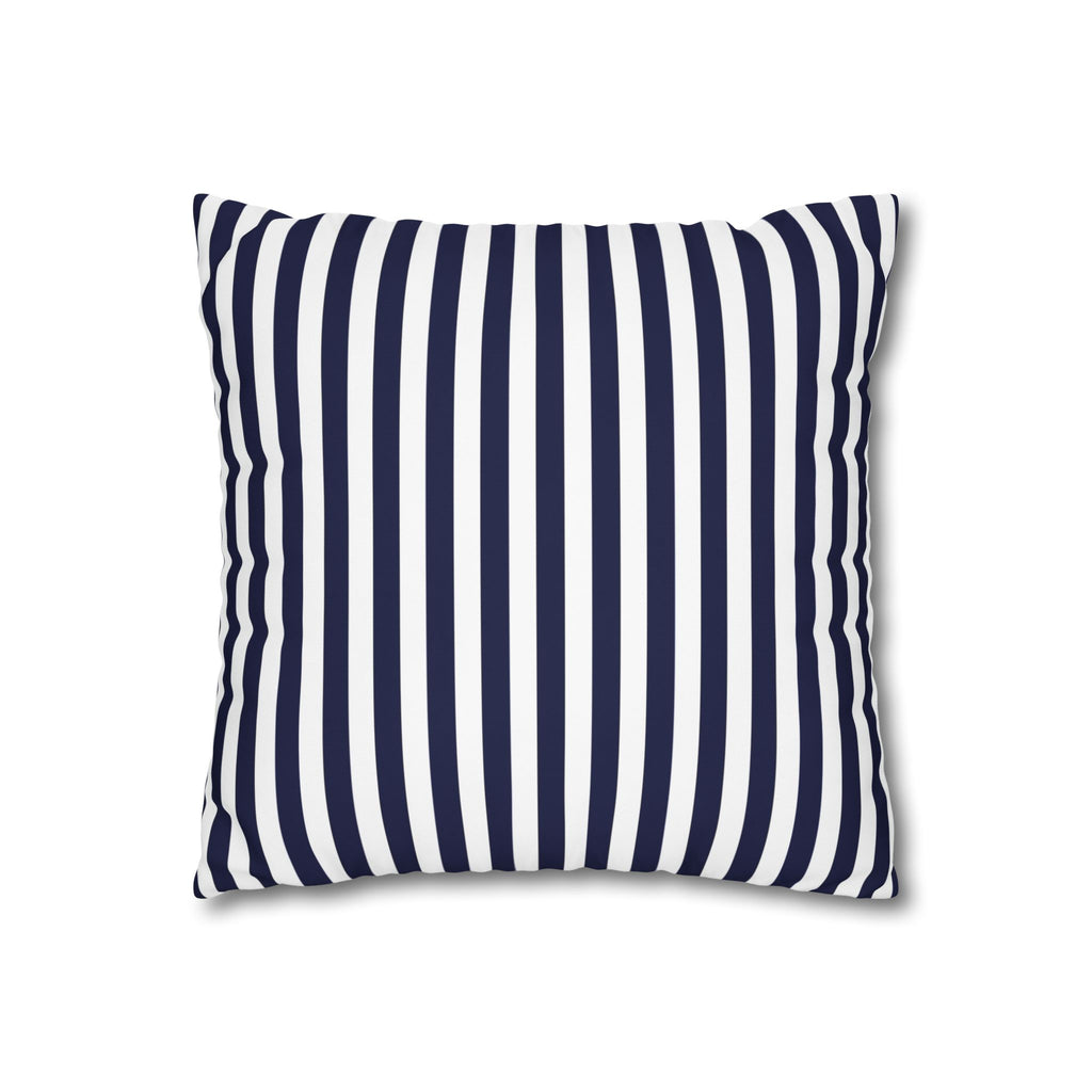Navy Striped Square Pillowcase