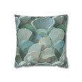 Teal Ginkgo Pattern Square Pillowcase — Botanical Coastal Throw Pillow Cover - Printify Home Decor (Image 1)
