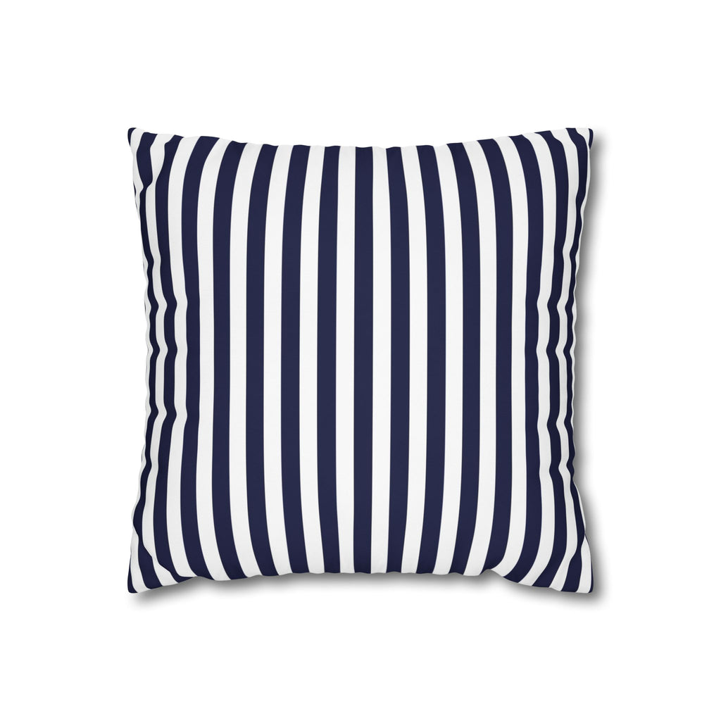 Navy Striped Square Pillowcase
