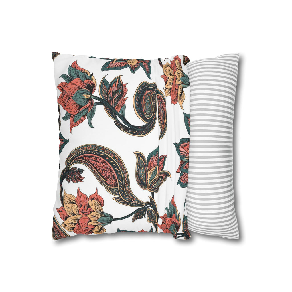 Floral Paisley Throw Pillow Cover — Boho Vintage Square Cushion Case