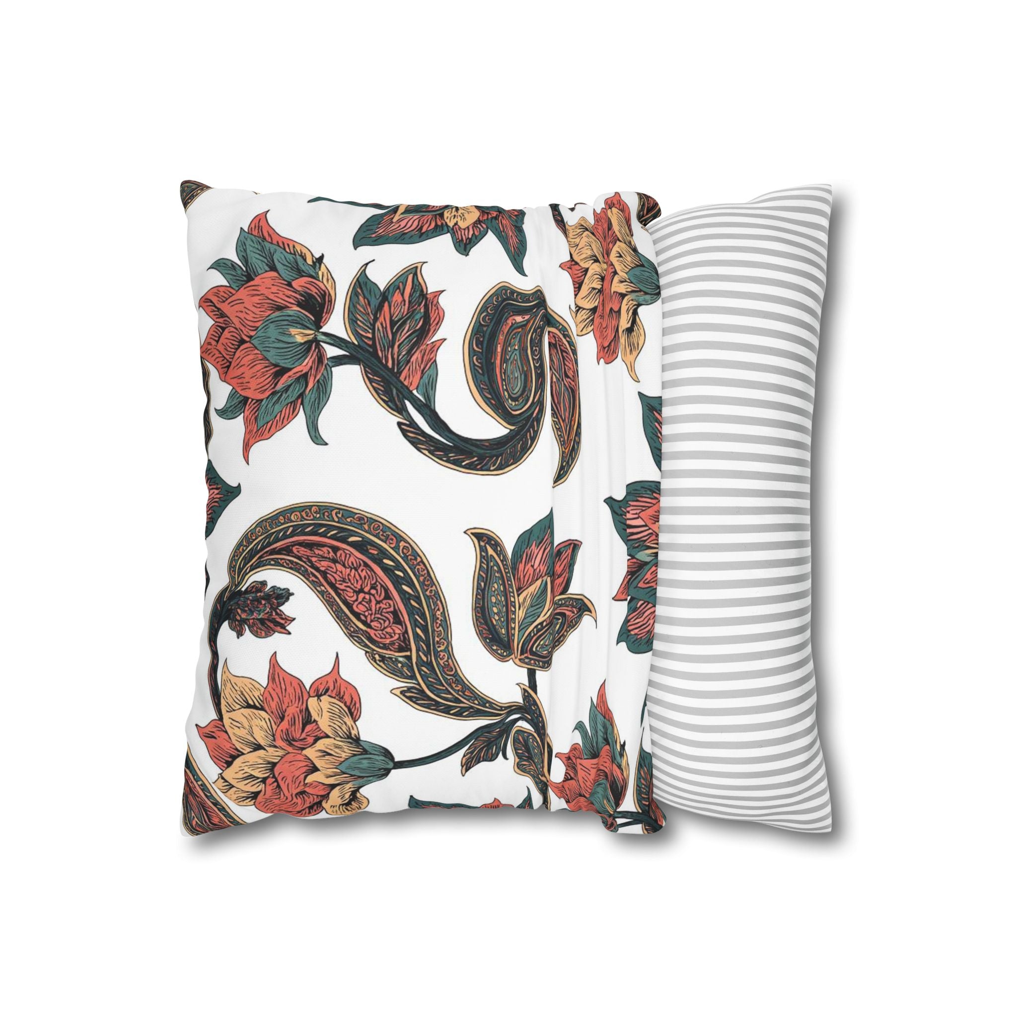 Floral Paisley Throw Pillow Cover — Boho Vintage Square Cushion Case