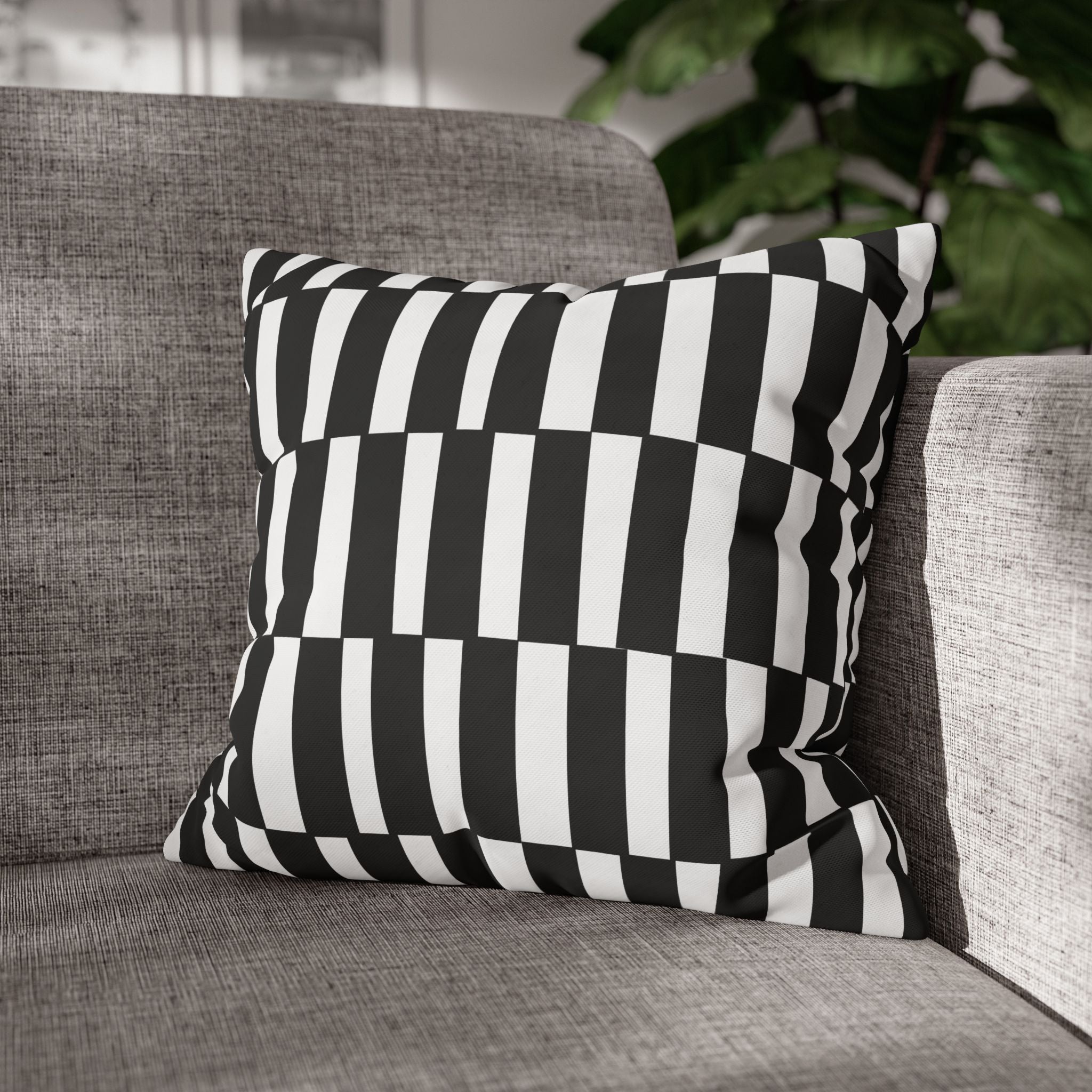 Funda de almohada con estampado moderno en blanco y negro 