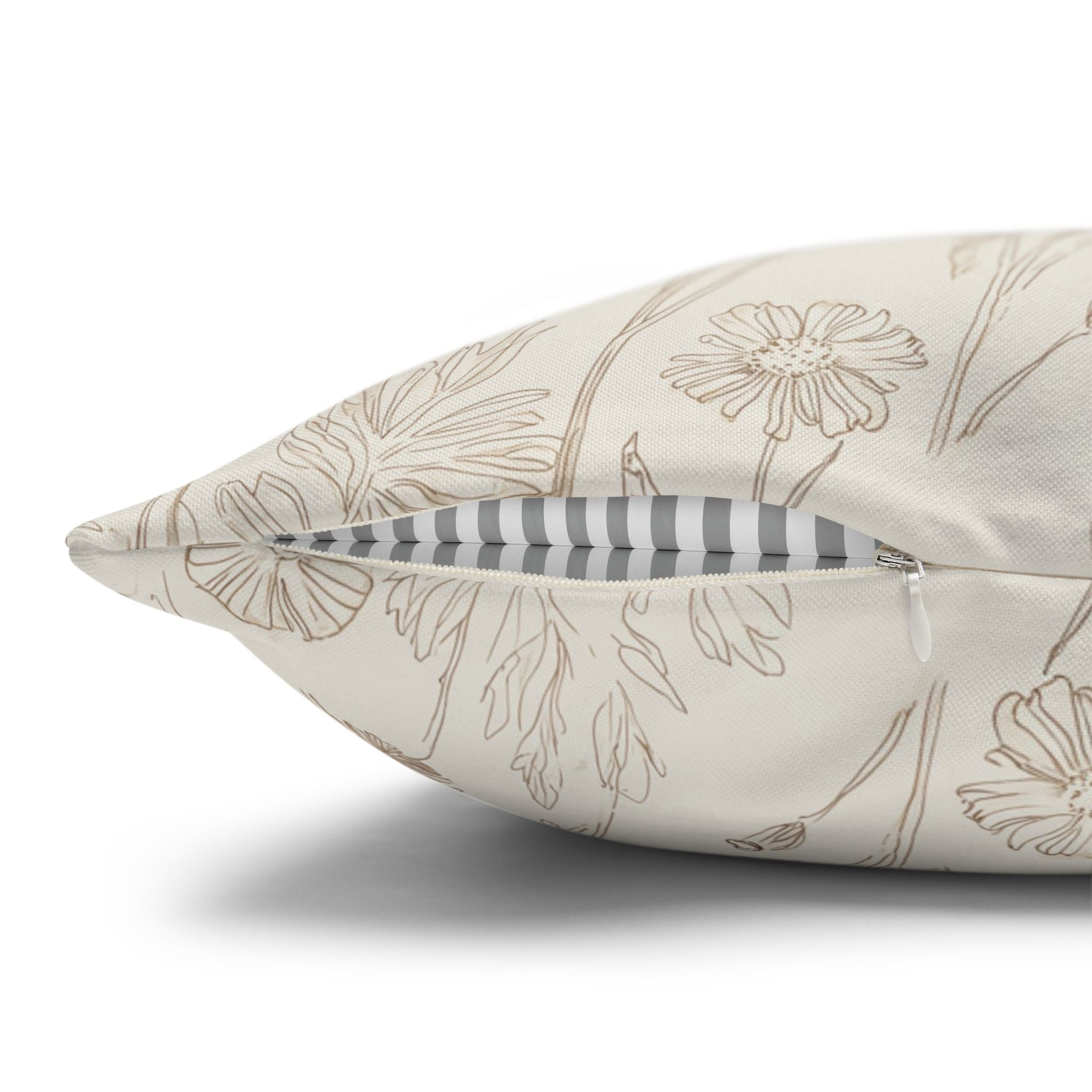 Floral Print Throw Pillowcase - Natural Beige Decor