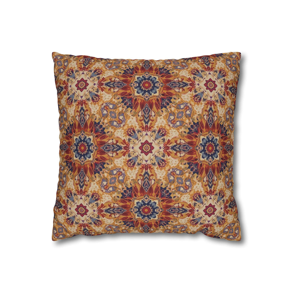 Bohemian Mosaic Square Pillowcase — Kaleidoscope Floral Throw Pillow Cover