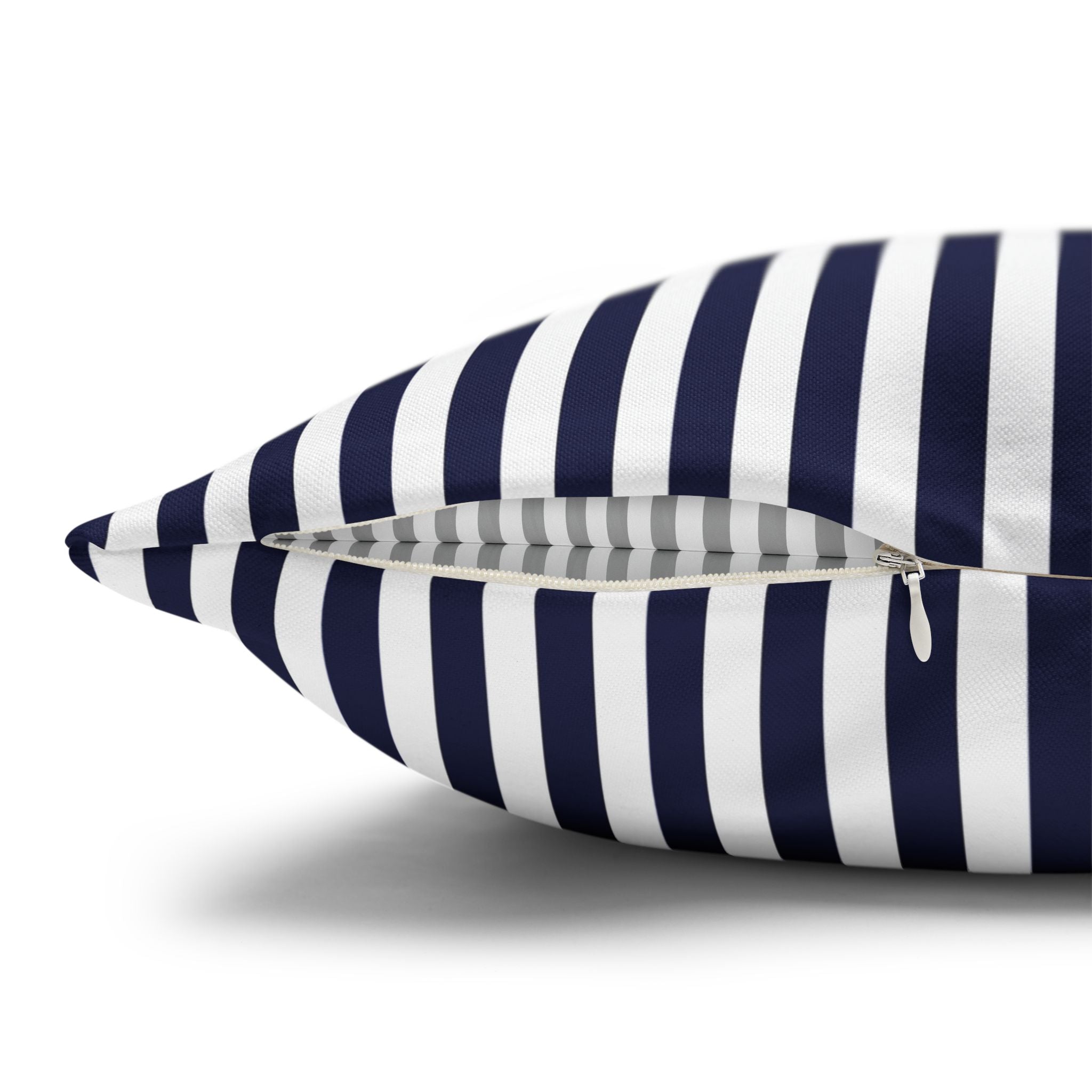 Navy Striped Square Pillowcase
