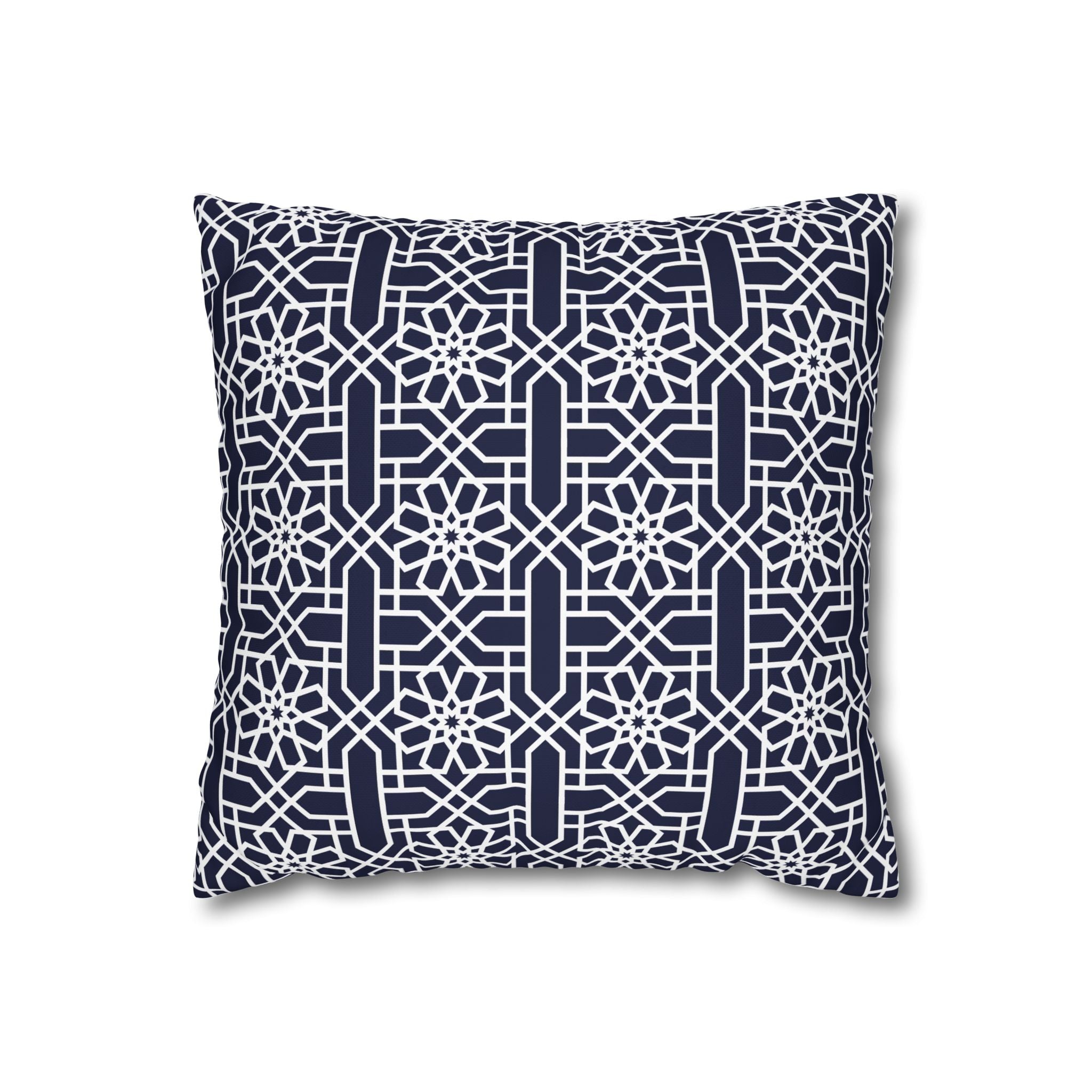 Navy Geometric Square Pillowcase for Modern Decor