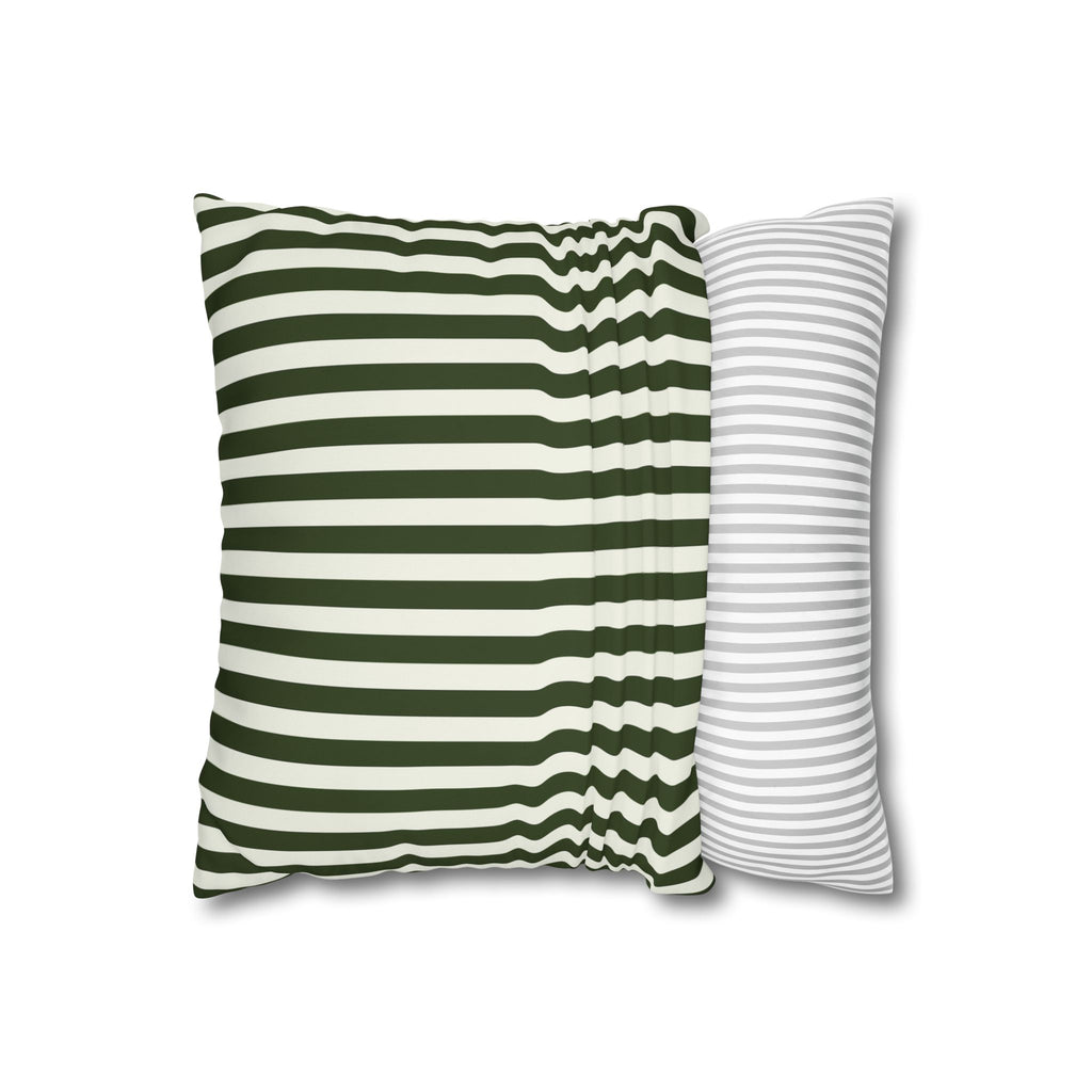 Striped Decorative Pillowcase - Modern Green & White Accent