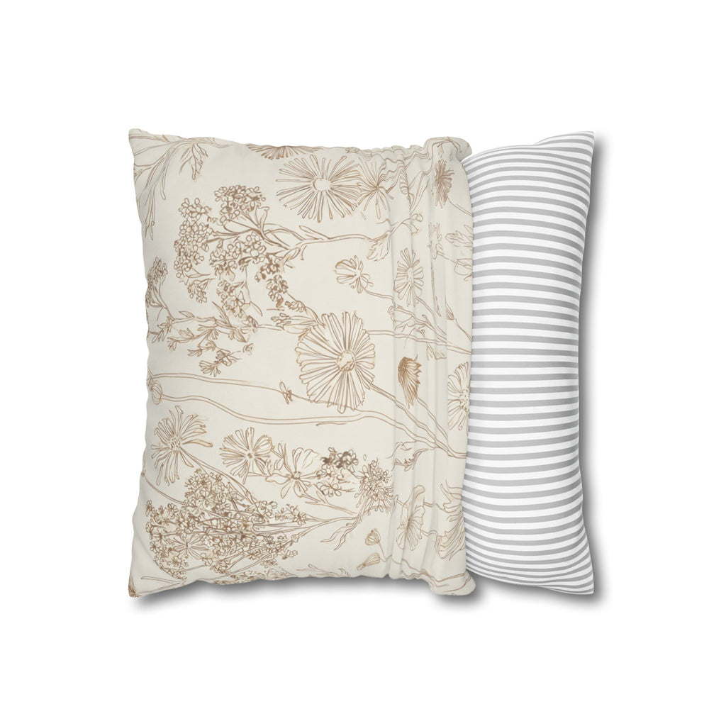 Floral Print Throw Pillowcase - Natural Beige Decor