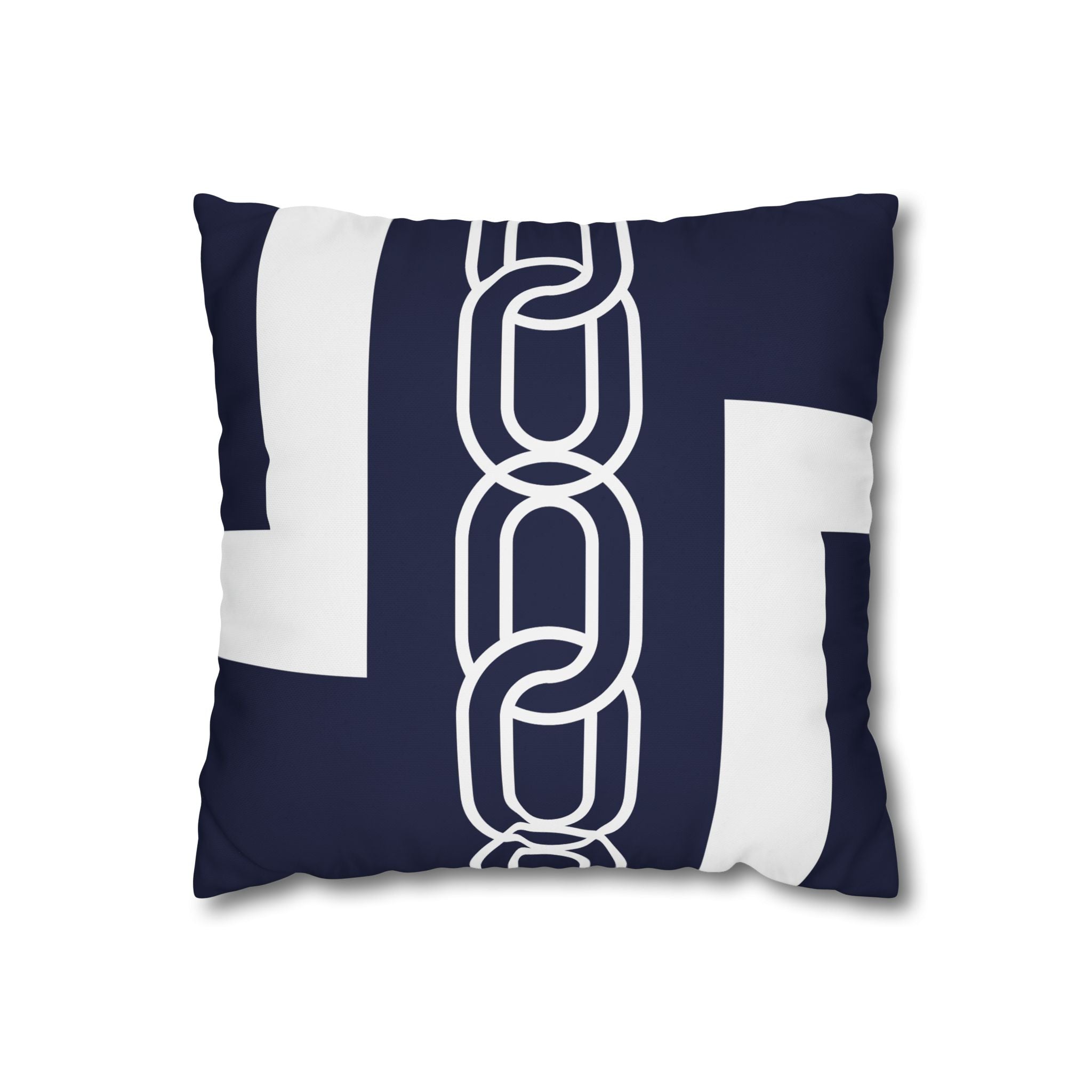 Navy Chain Pattern Square Pillowcase