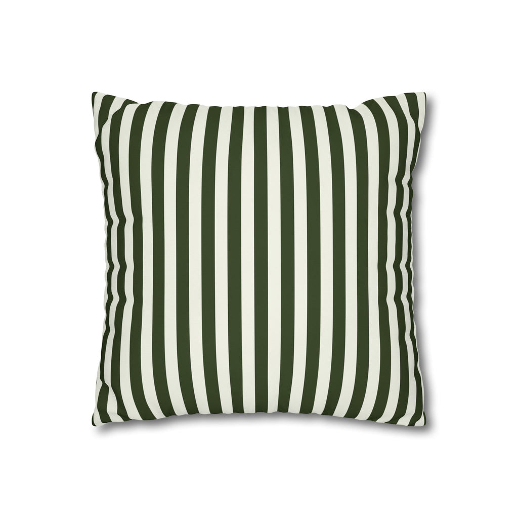 Striped Decorative Pillowcase - Modern Green & White Accent