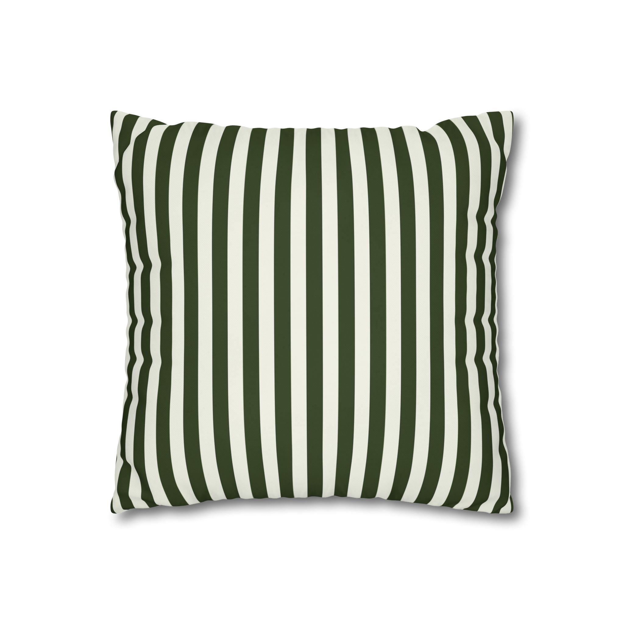 Striped Decorative Pillowcase - Modern Green & White Accent