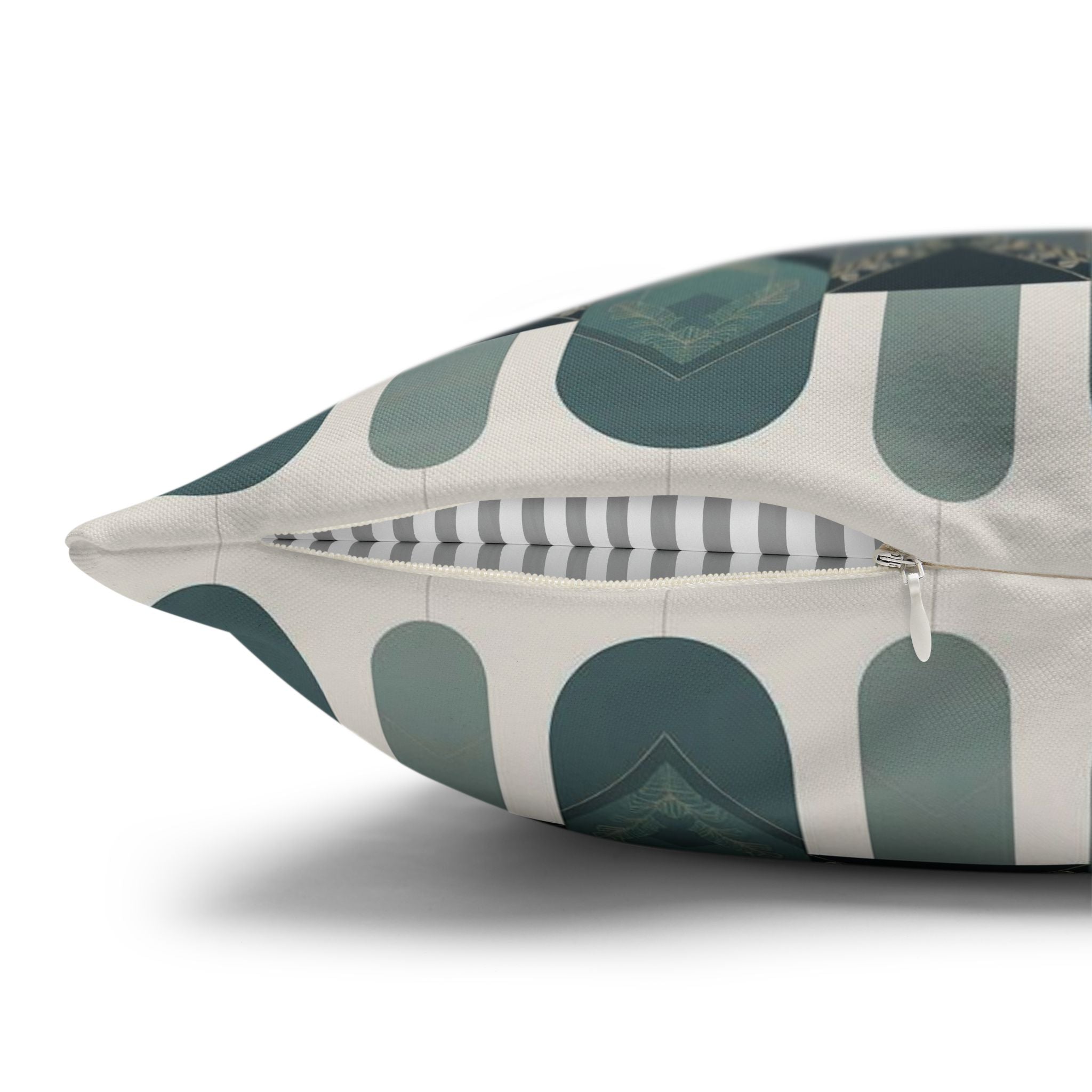 Geometric Teal Art Deco Square Throw Pillow Cover