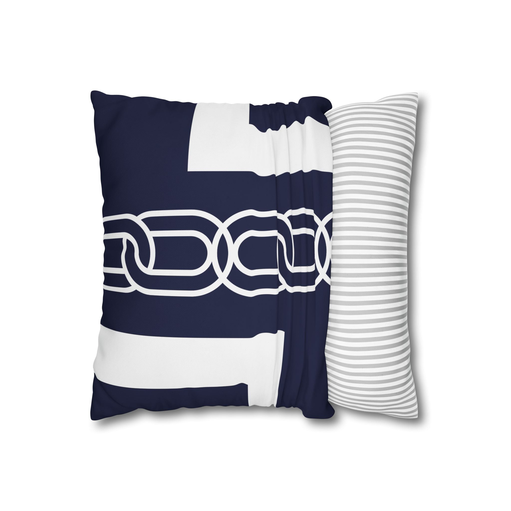 Navy Chain Pattern Square Pillowcase