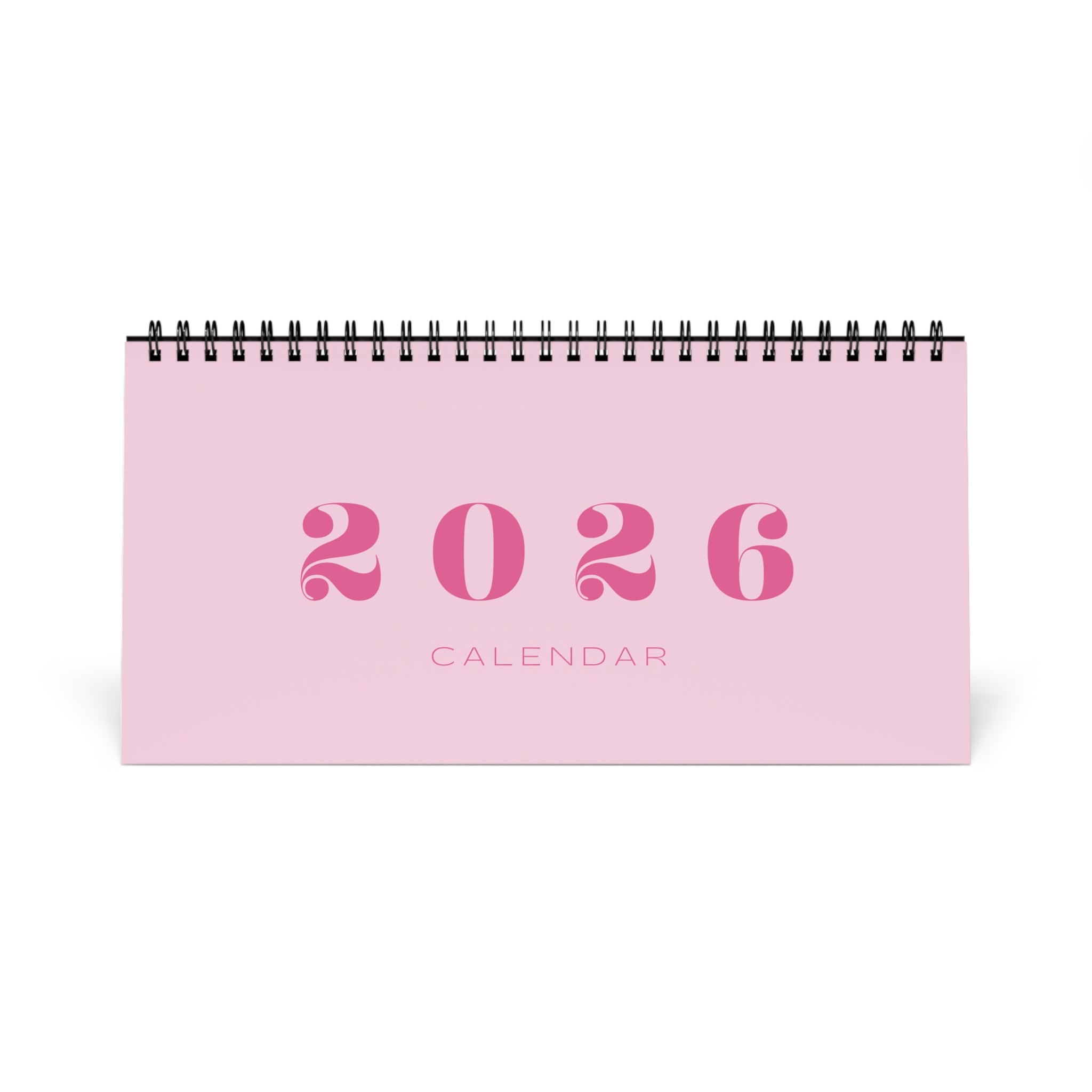 2026 Pink Desk Calendar — Minimalist Spiral Desk Calendar