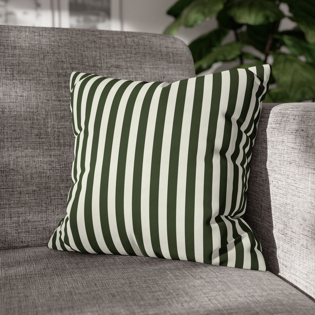 Striped Decorative Pillowcase - Modern Green & White Accent