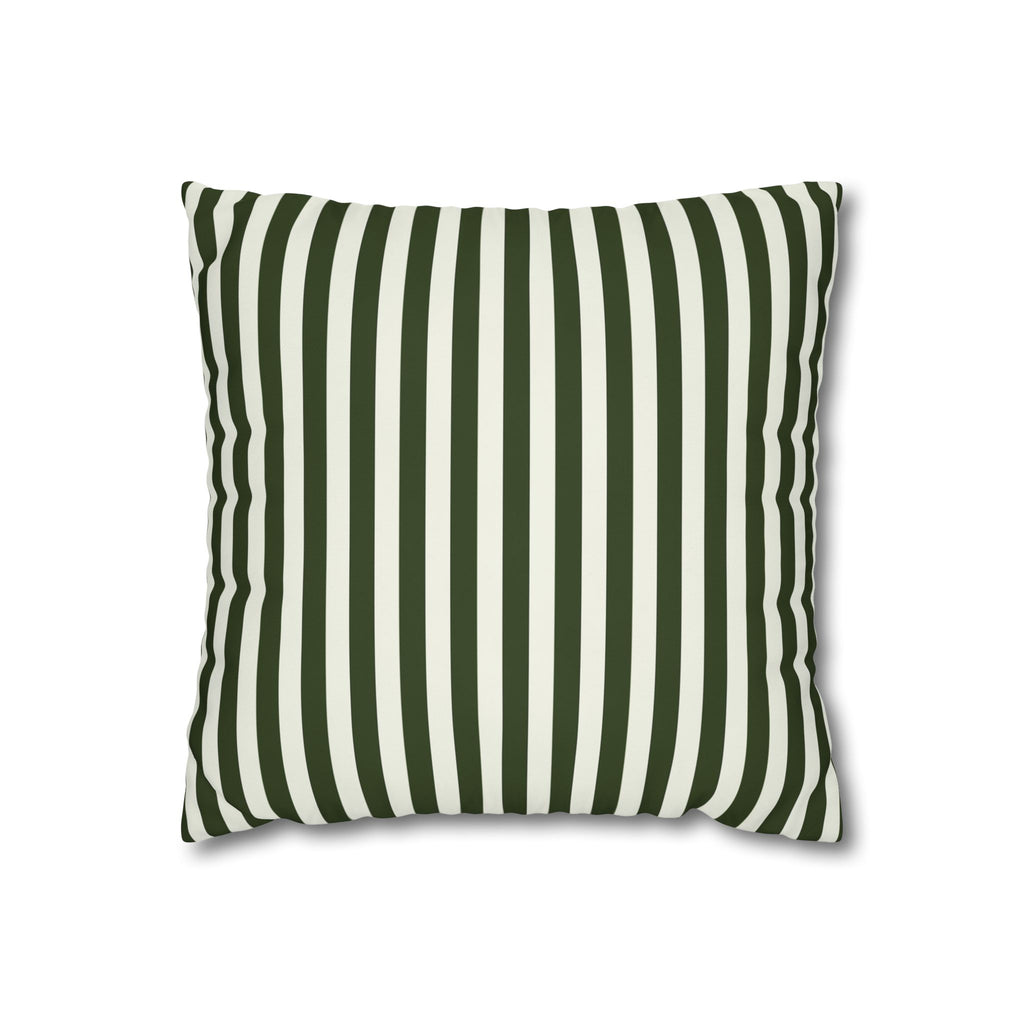 Striped Decorative Pillowcase - Modern Green & White Accent