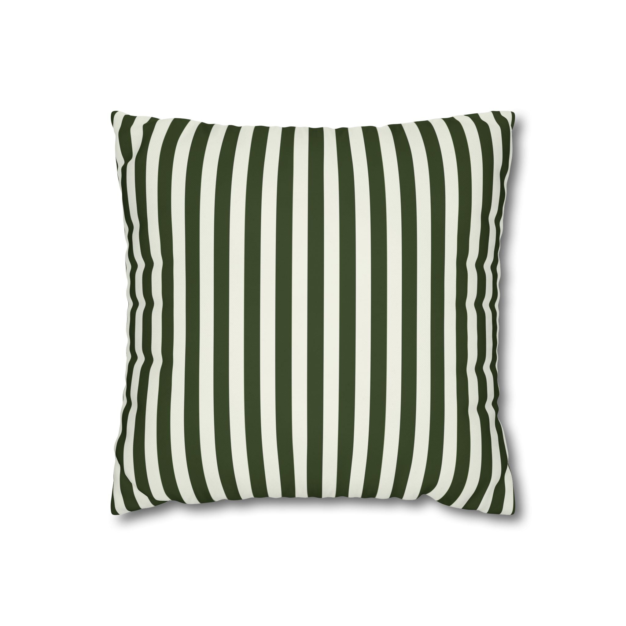 Striped Decorative Pillowcase - Modern Green & White Accent