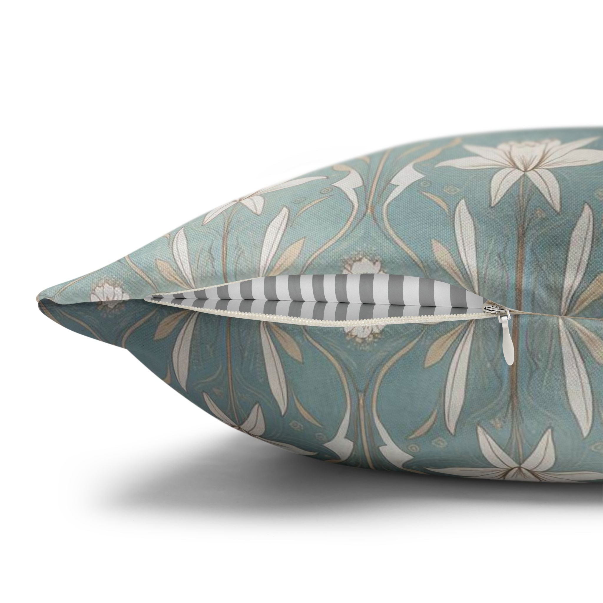 Floral Vintage Blue Square Pillow Cover