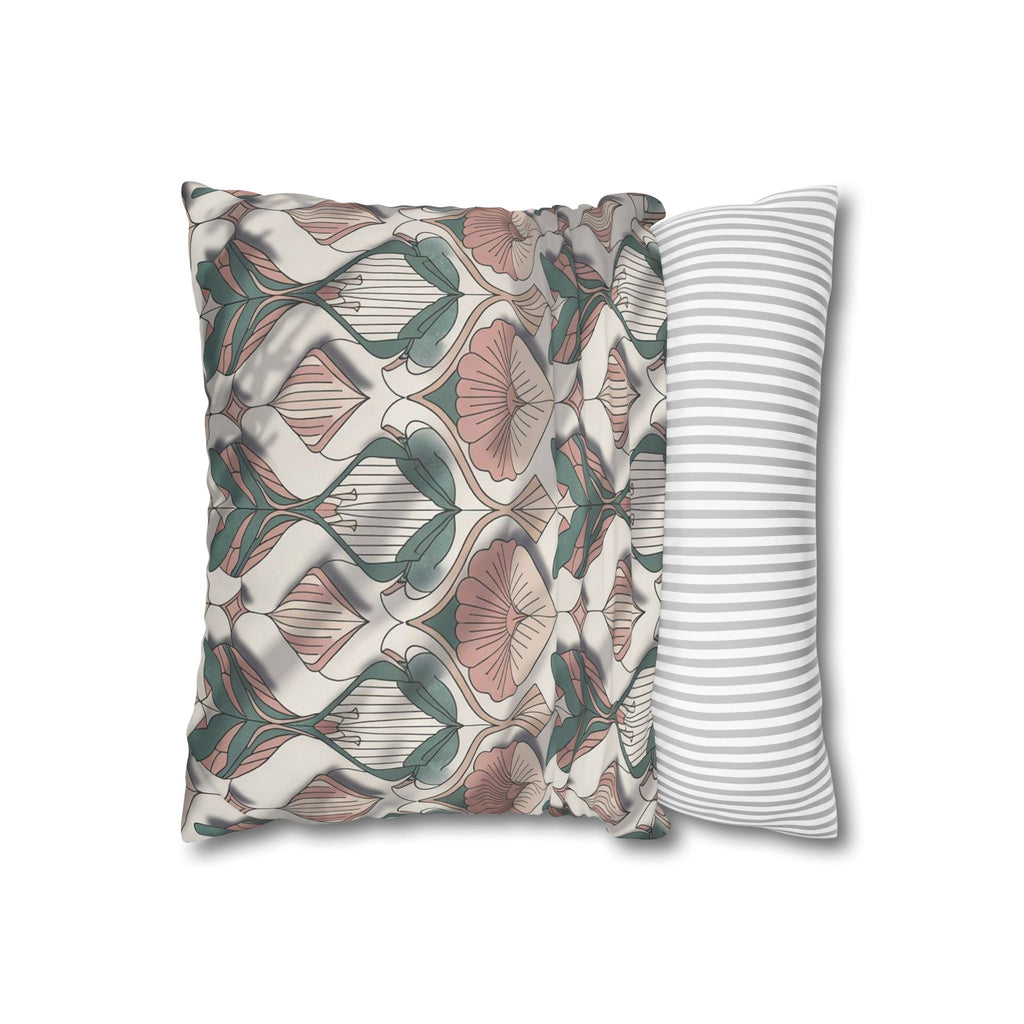 Art Nouveau Floral Pillowcase — Square Decorative Throw Pillow Cover
