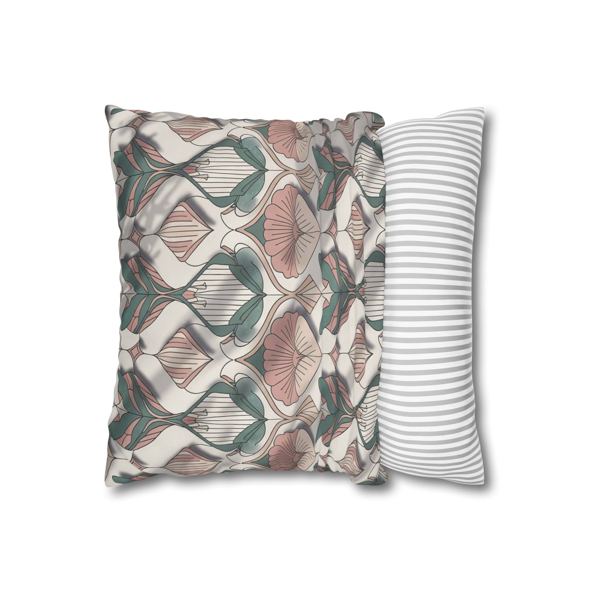Art Nouveau Floral Pillowcase — Square Decorative Throw Pillow Cover