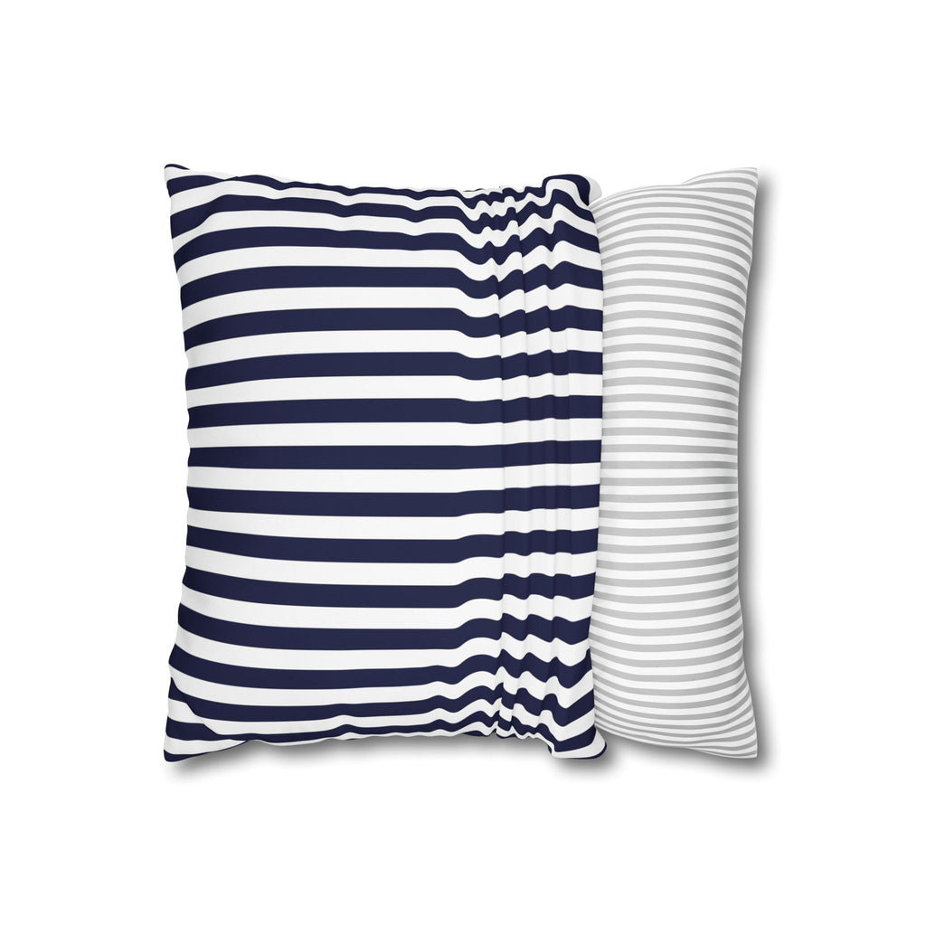 Navy Striped Square Pillowcase