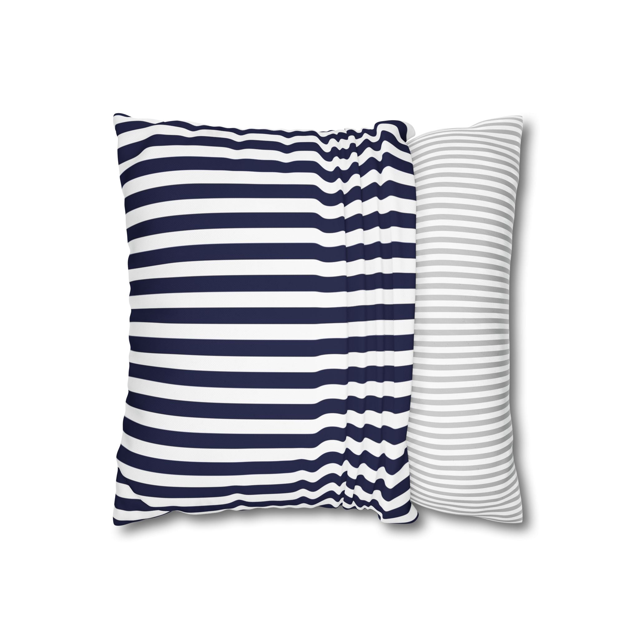 Navy Striped Square Pillowcase
