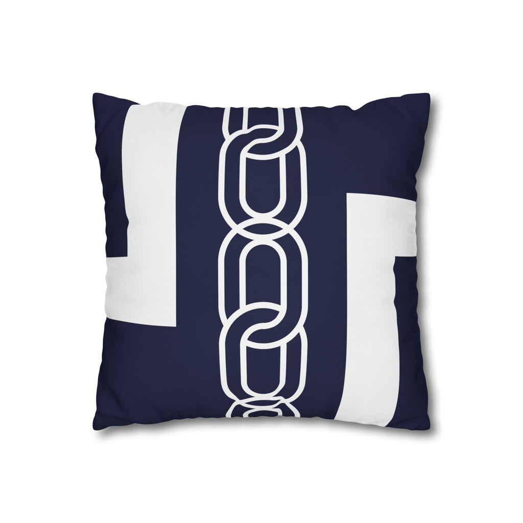Navy Chain Pattern Square Pillowcase
