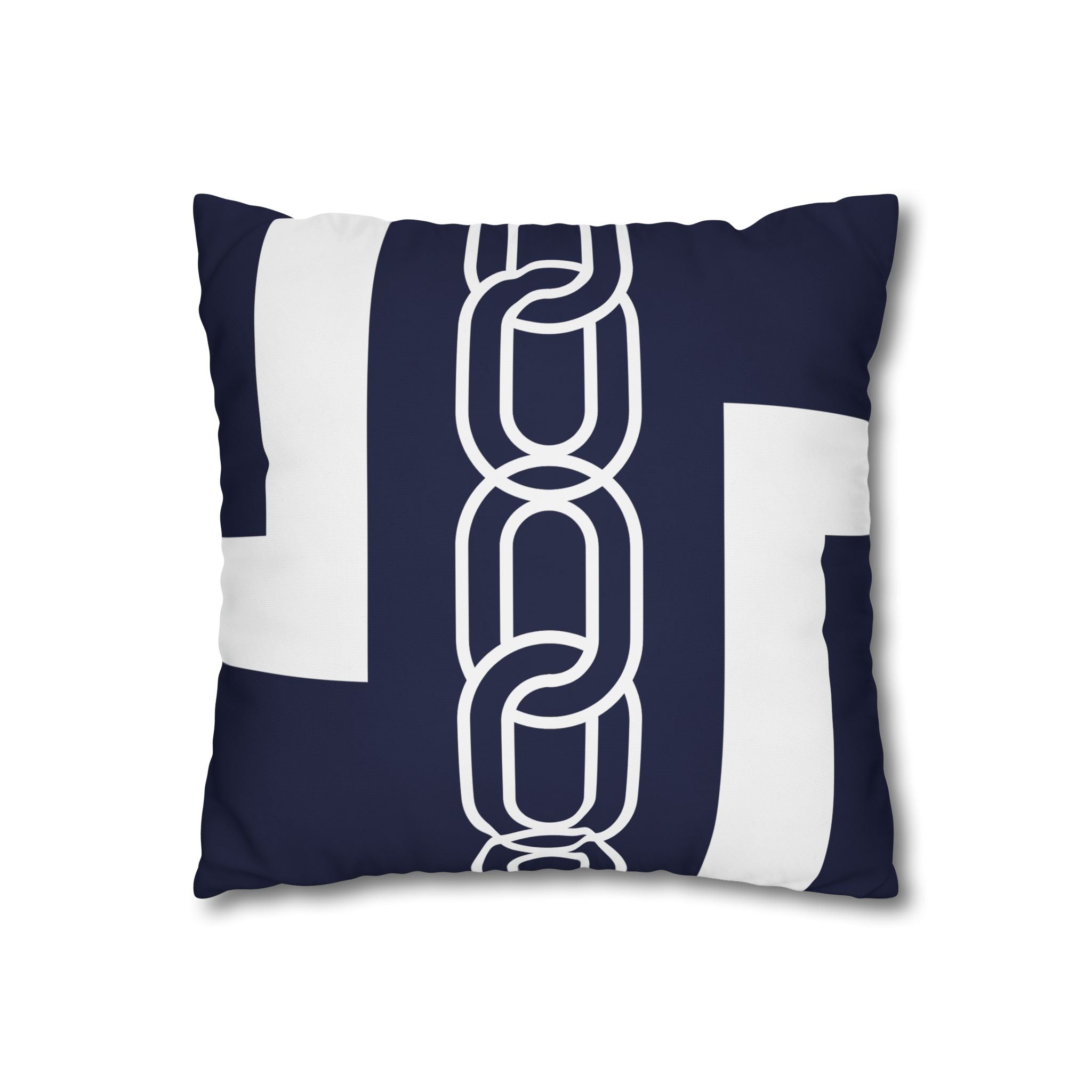 Navy Chain Pattern Square Pillowcase