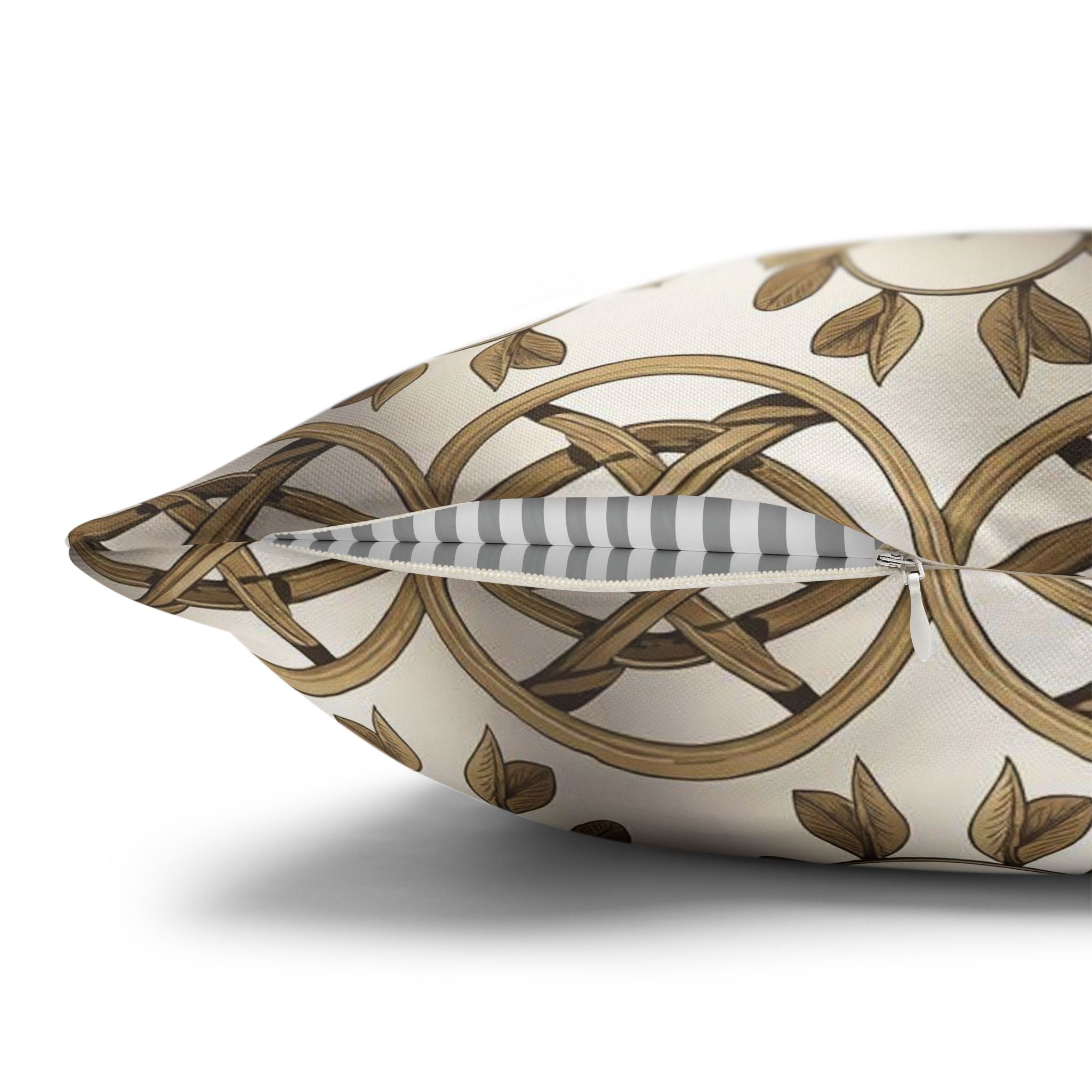 Celtic Knot Decorative Pillowcase — Gold Botanical Square Throw Pillow Cover