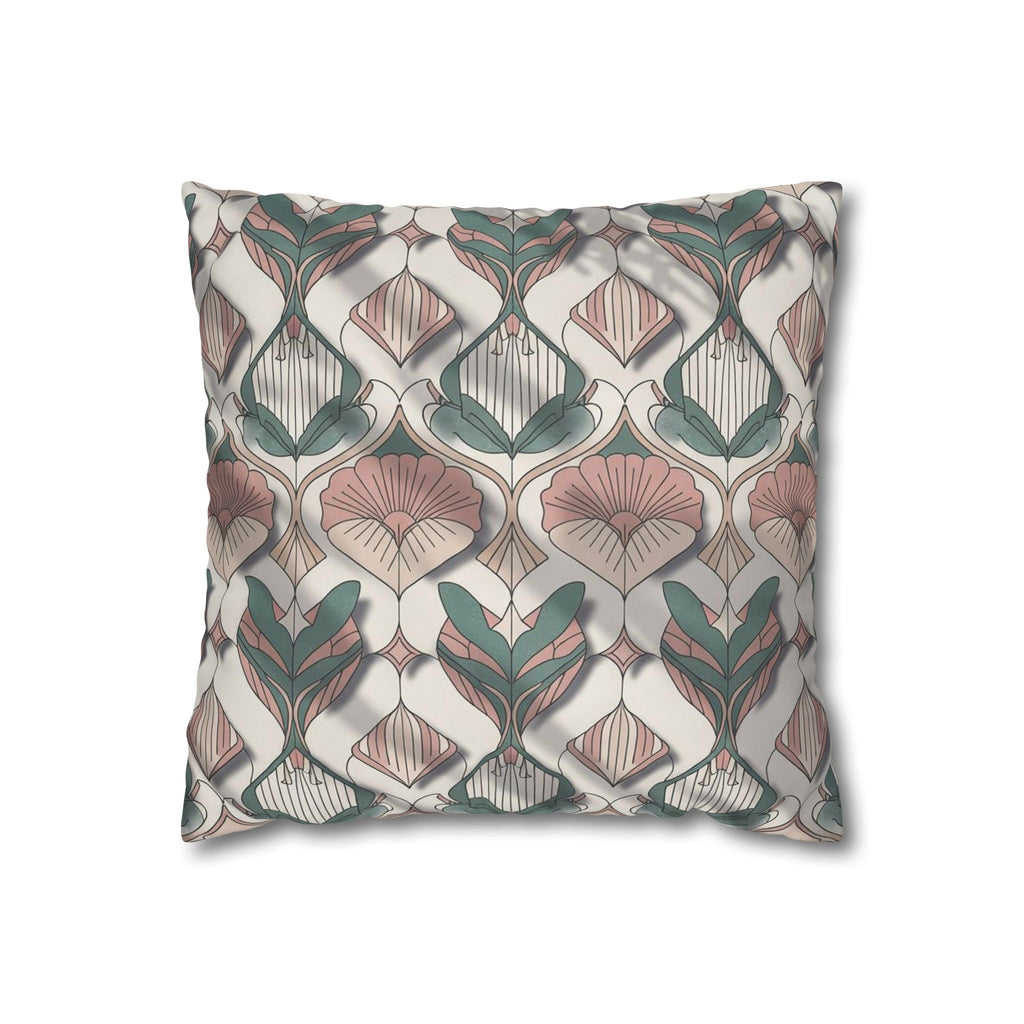 Art Nouveau Floral Pillowcase — Square Decorative Throw Pillow Cover