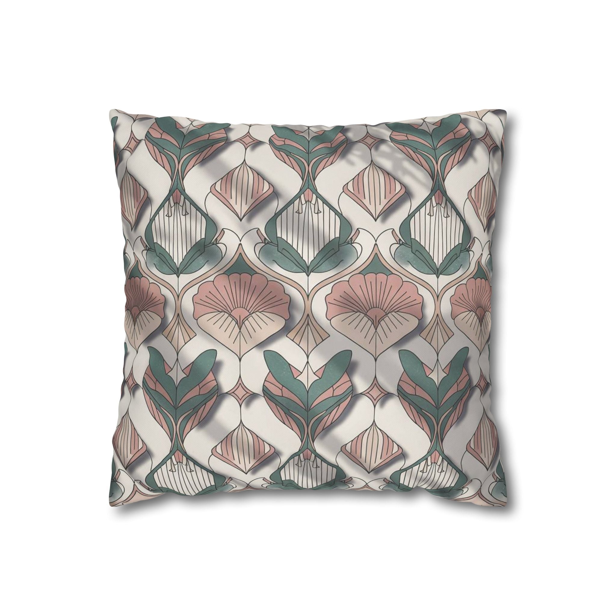 Art Nouveau Floral Pillowcase — Square Decorative Throw Pillow Cover