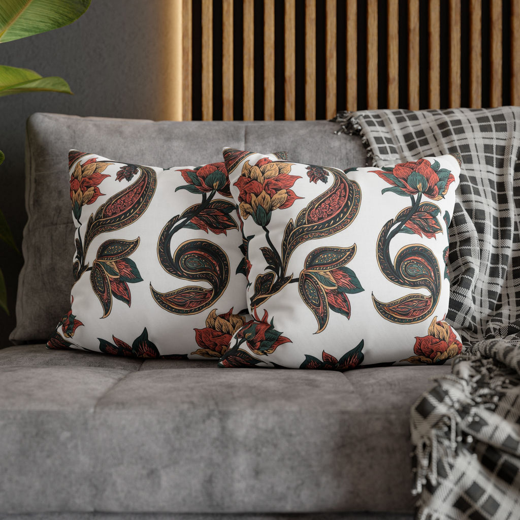 Floral Paisley Throw Pillow Cover — Boho Vintage Square Cushion Case