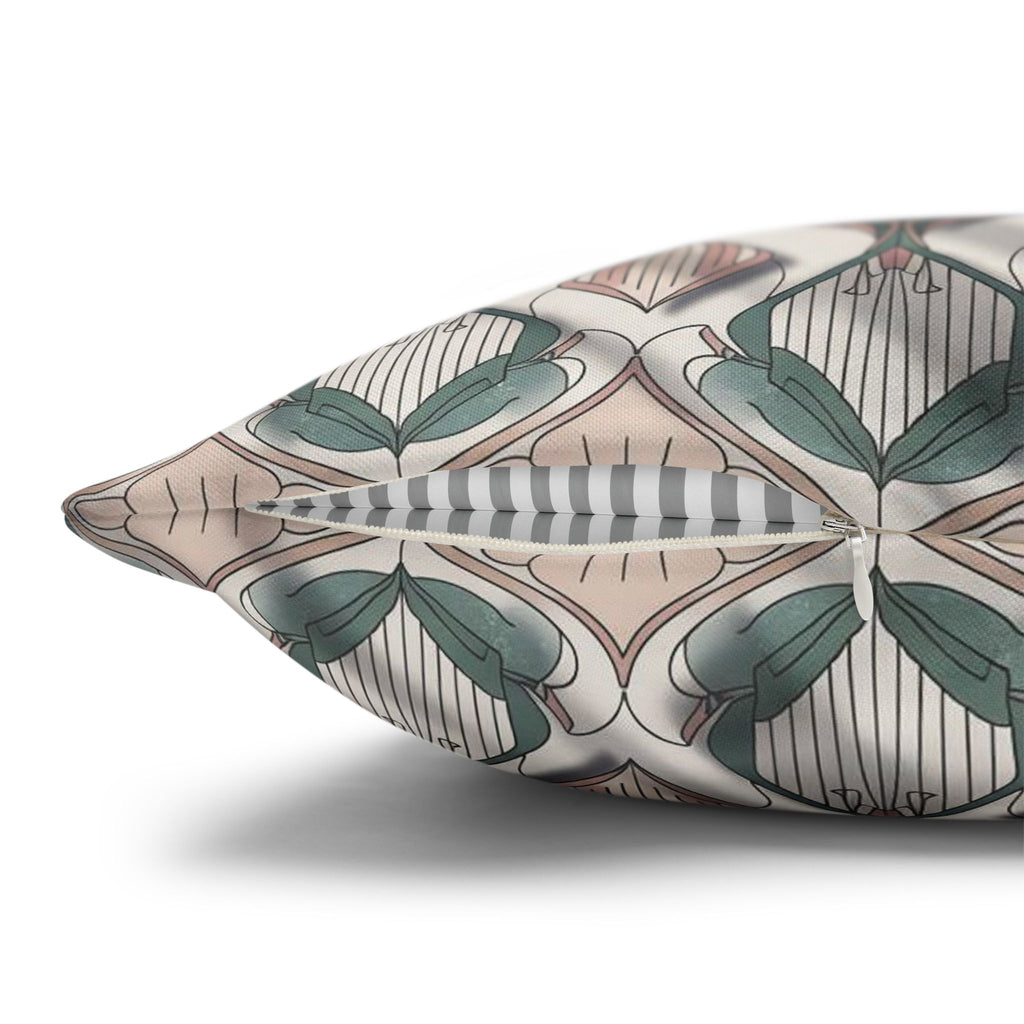 Art Nouveau Floral Pillowcase — Square Decorative Throw Pillow Cover