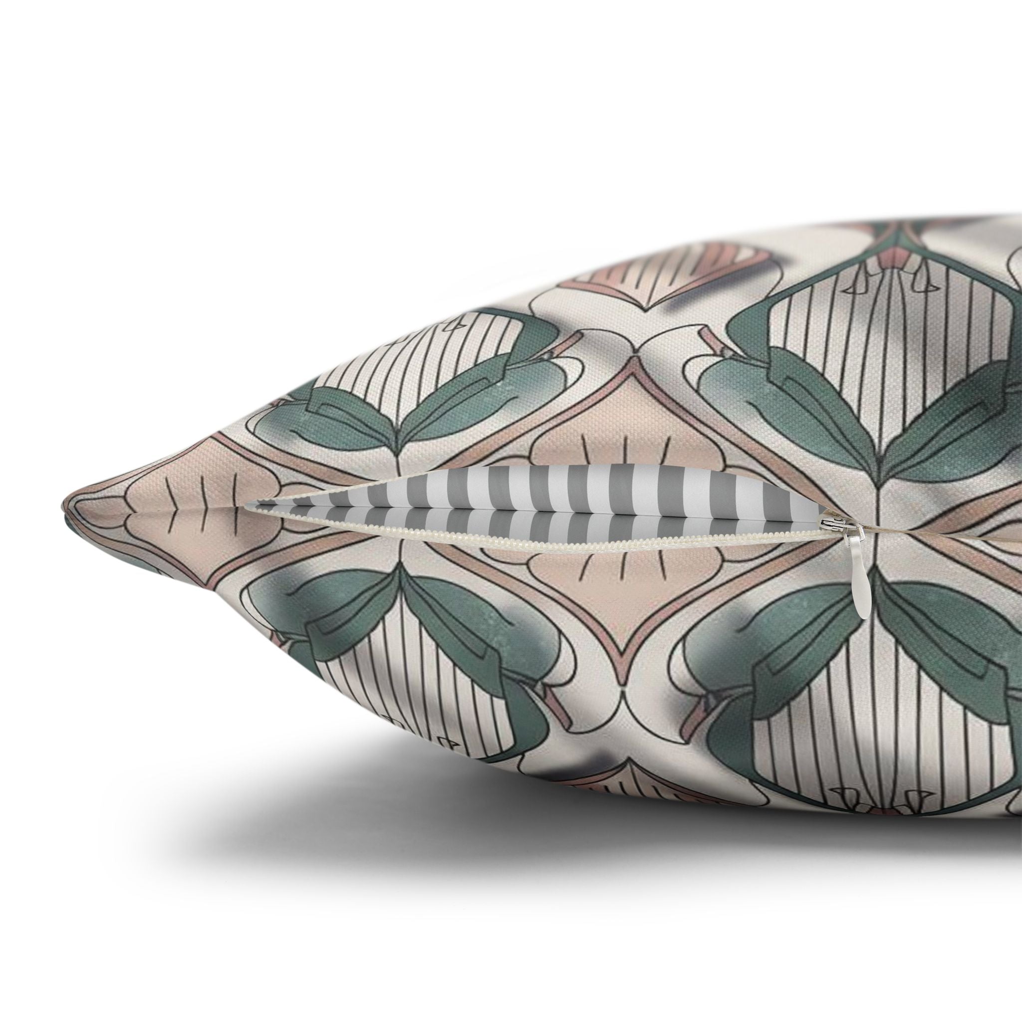 Art Nouveau Floral Pillowcase — Square Decorative Throw Pillow Cover