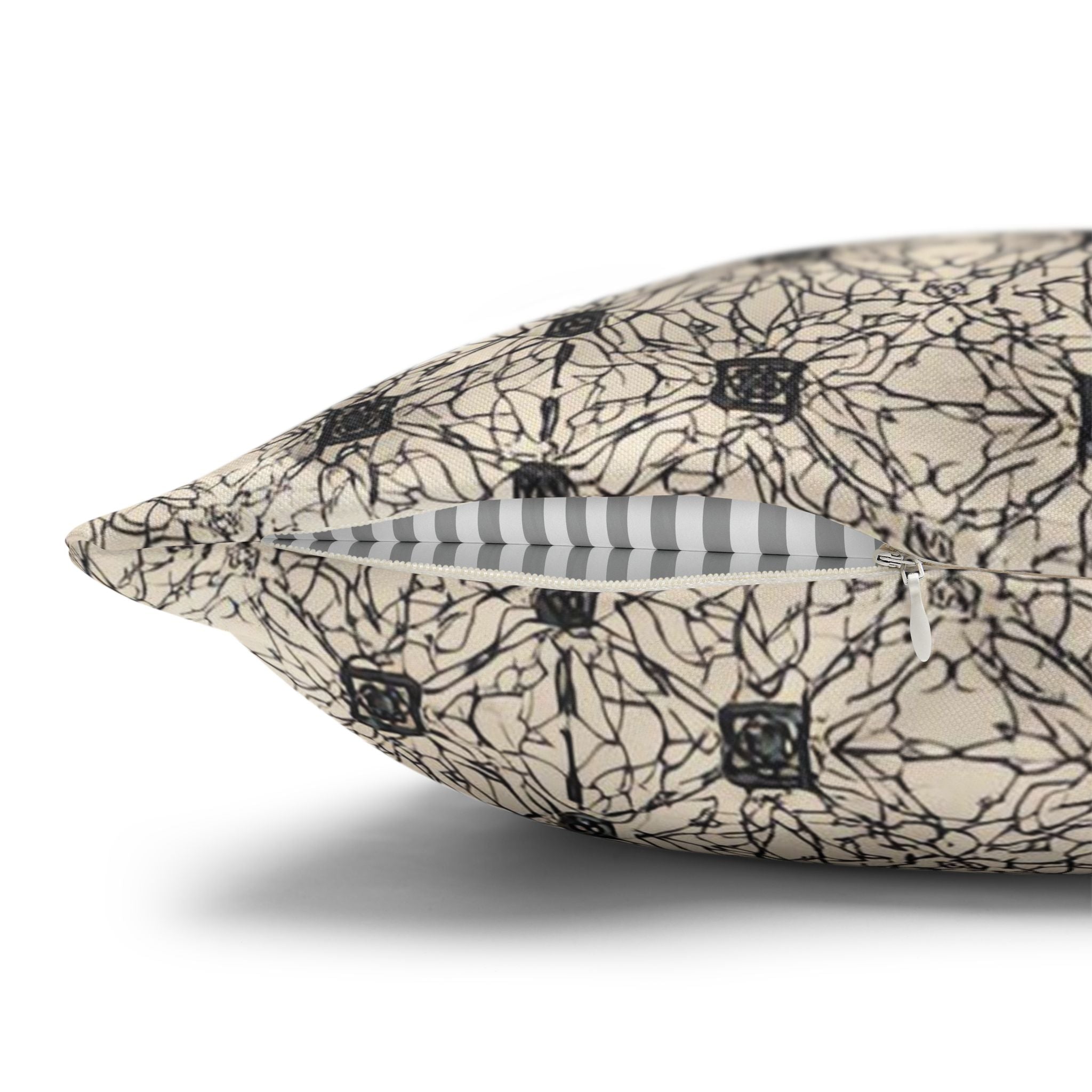 Elegante funda de almohada cuadrada de lona de poliéster: diseño moderno para la decoración del hogar 