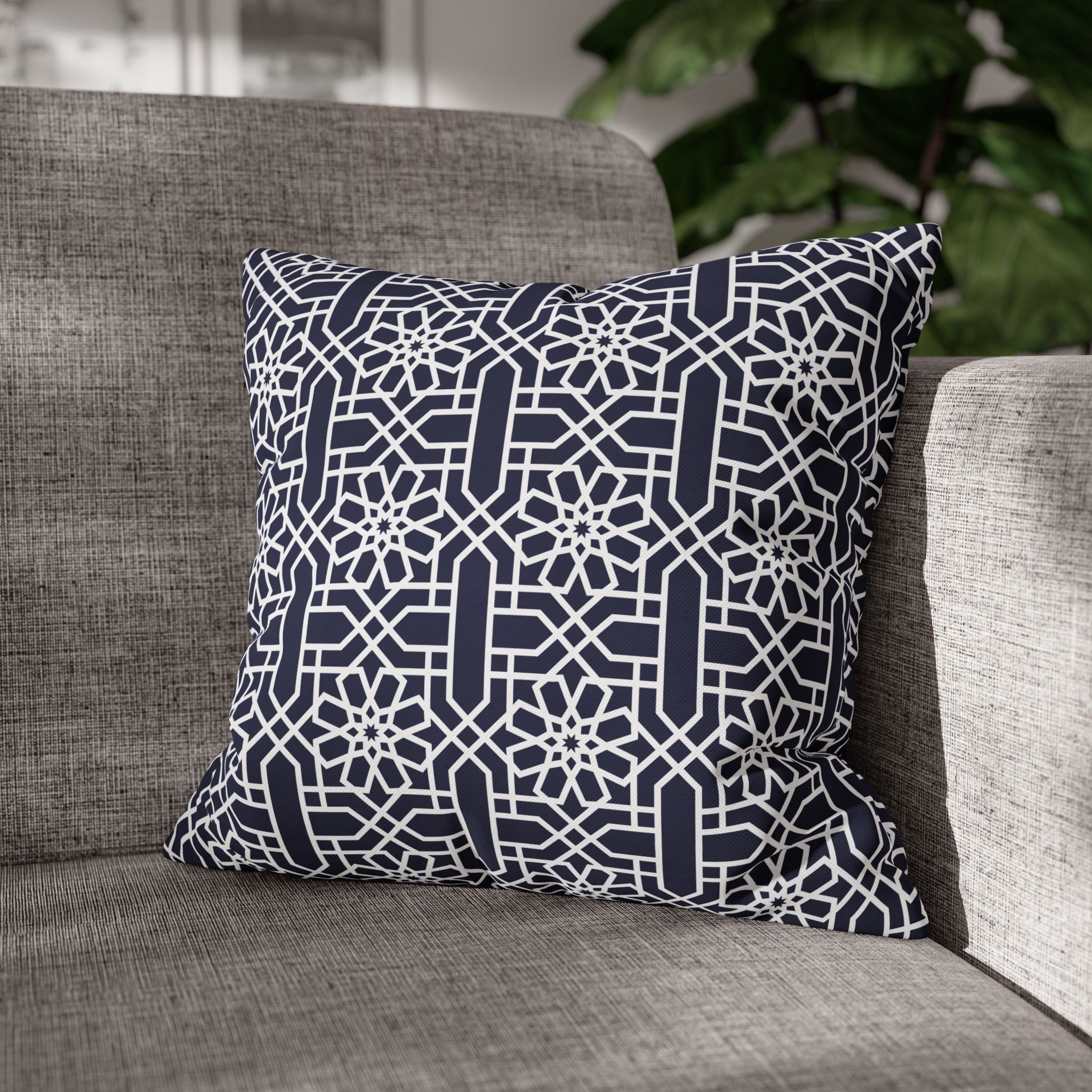 Navy Geometric Square Pillowcase for Modern Decor