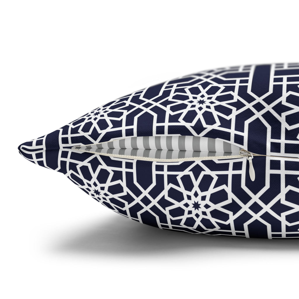 Funda de almohada cuadrada geométrica azul marino para decoración moderna