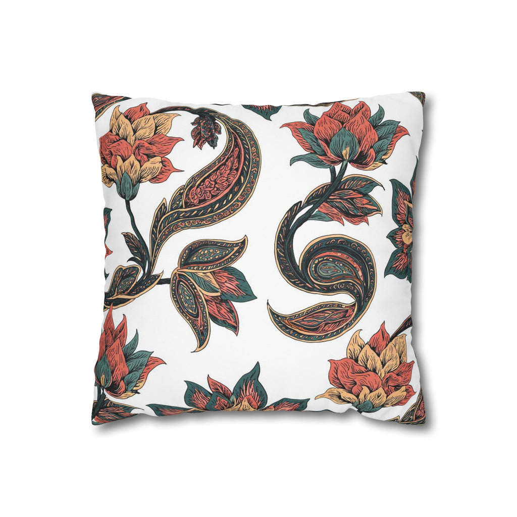 Floral Paisley Throw Pillow Cover — Boho Vintage Square Cushion Case