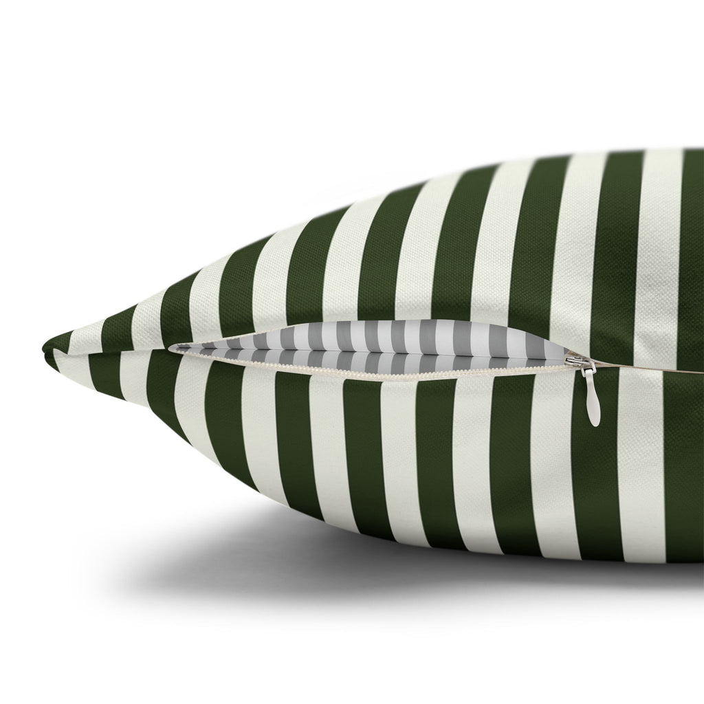 Striped Decorative Pillowcase - Modern Green & White Accent