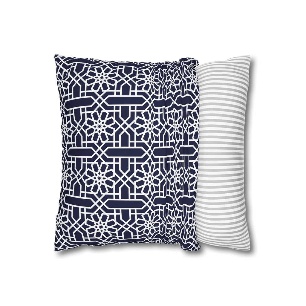 Funda de almohada cuadrada geométrica azul marino para decoración moderna