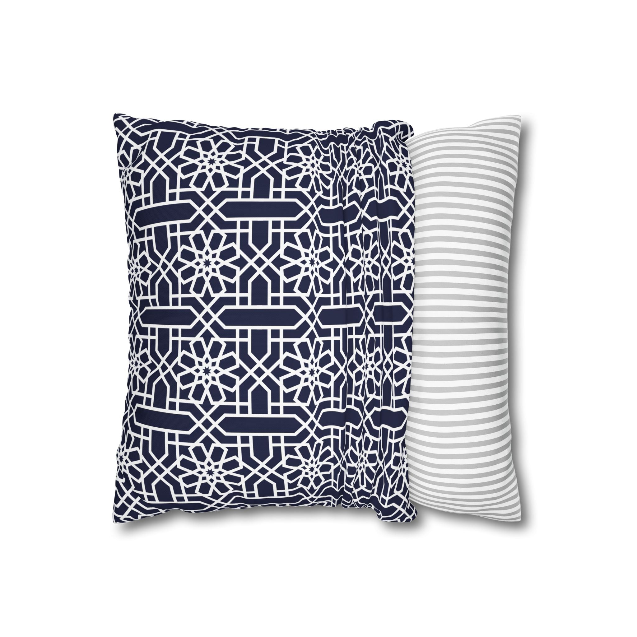 Navy Geometric Square Pillowcase for Modern Decor