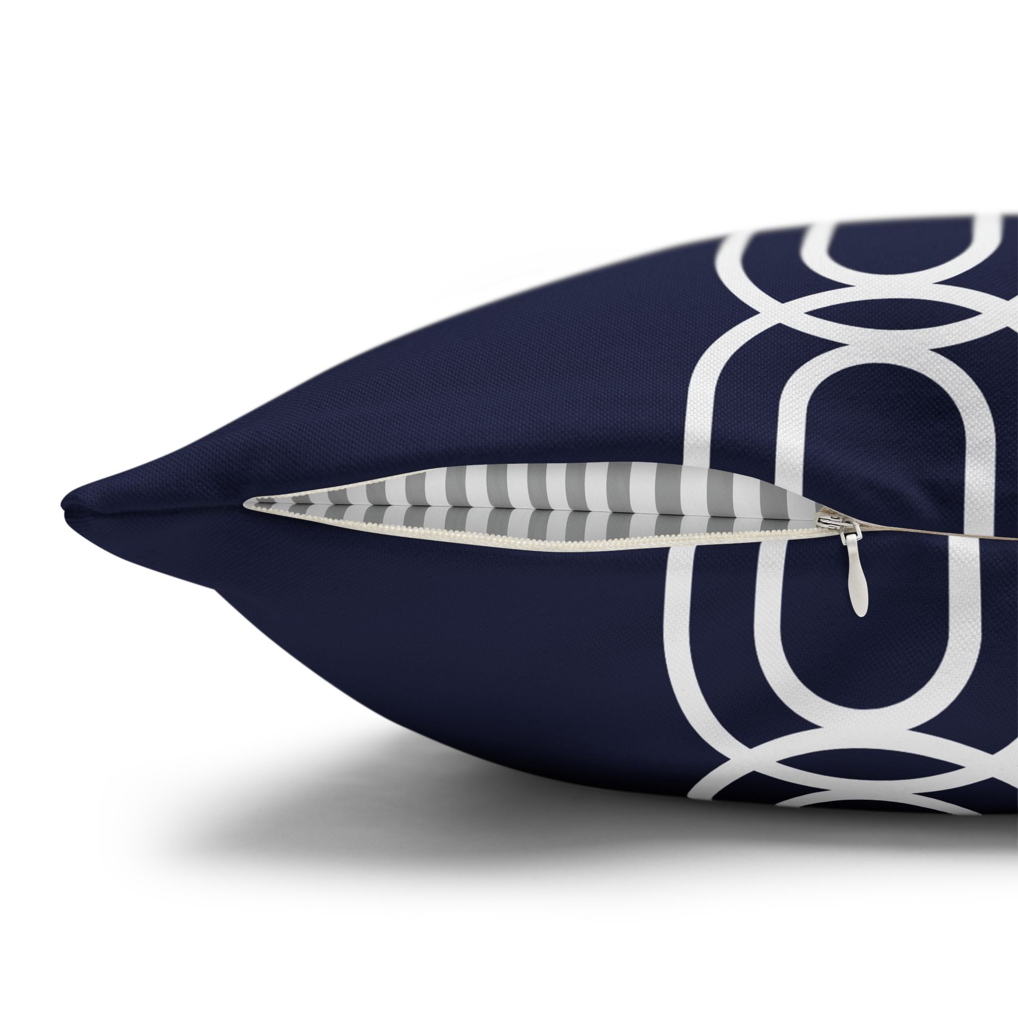 Navy Chain Design Pillowcase - Stylish Square Poly Canvas Cushion