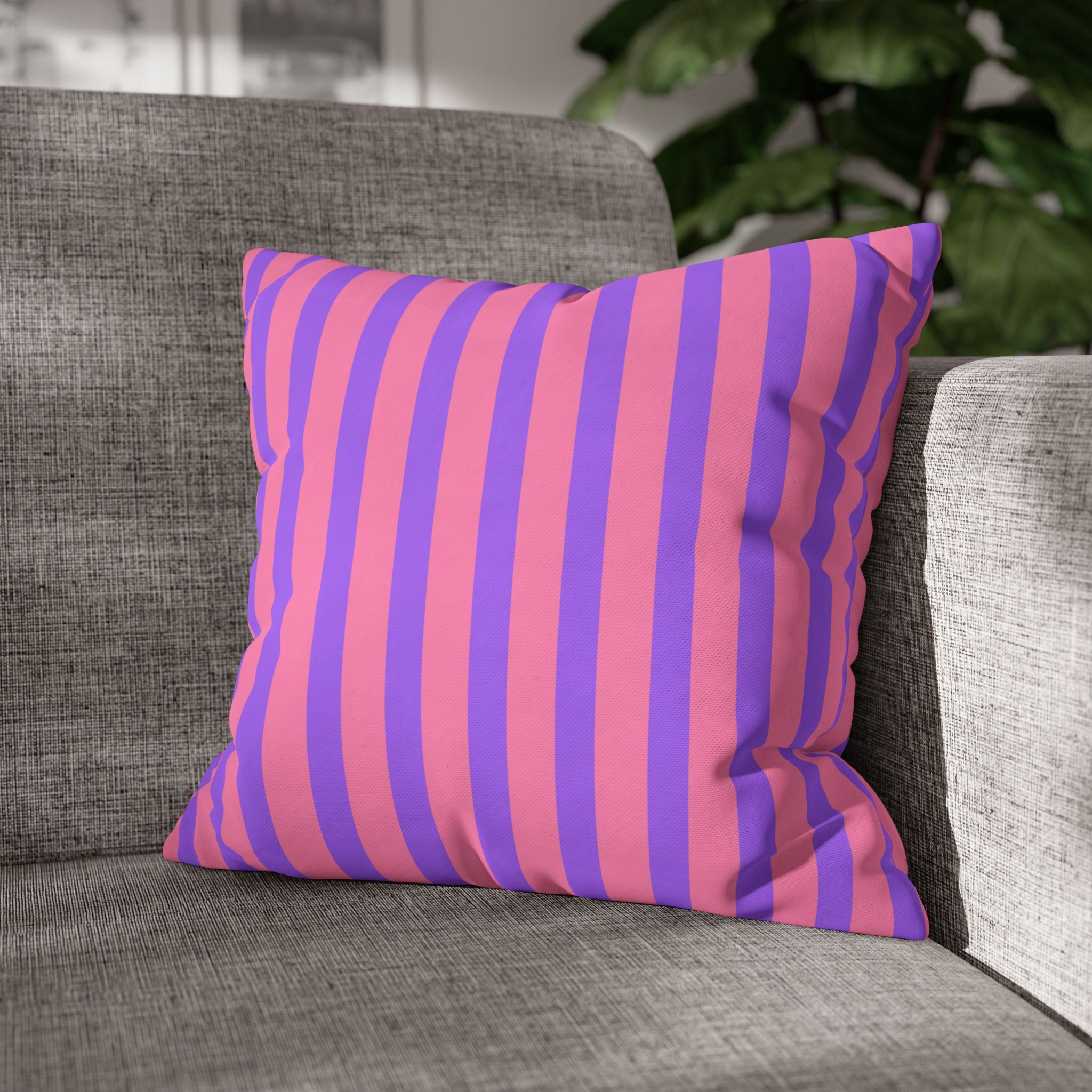 Colorful Striped Poly Canvas Pillowcase - Vibrant Home Décor Accent