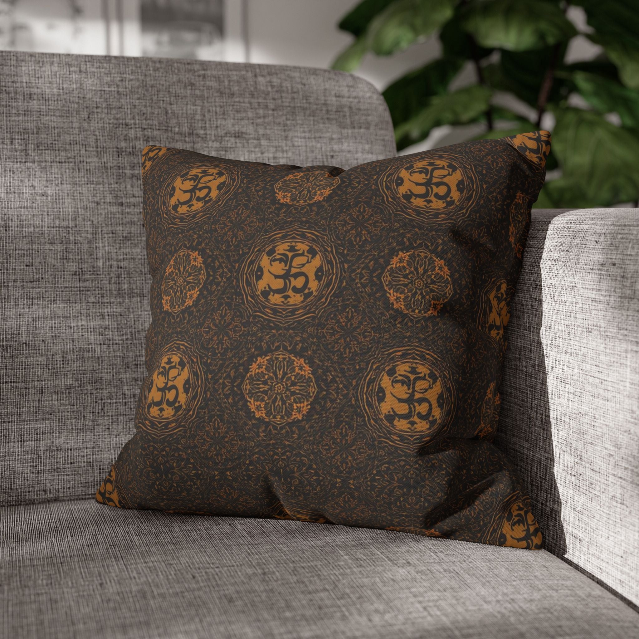 Decorative Square Pillowcase — Vintage Mosaic Medallion Pattern