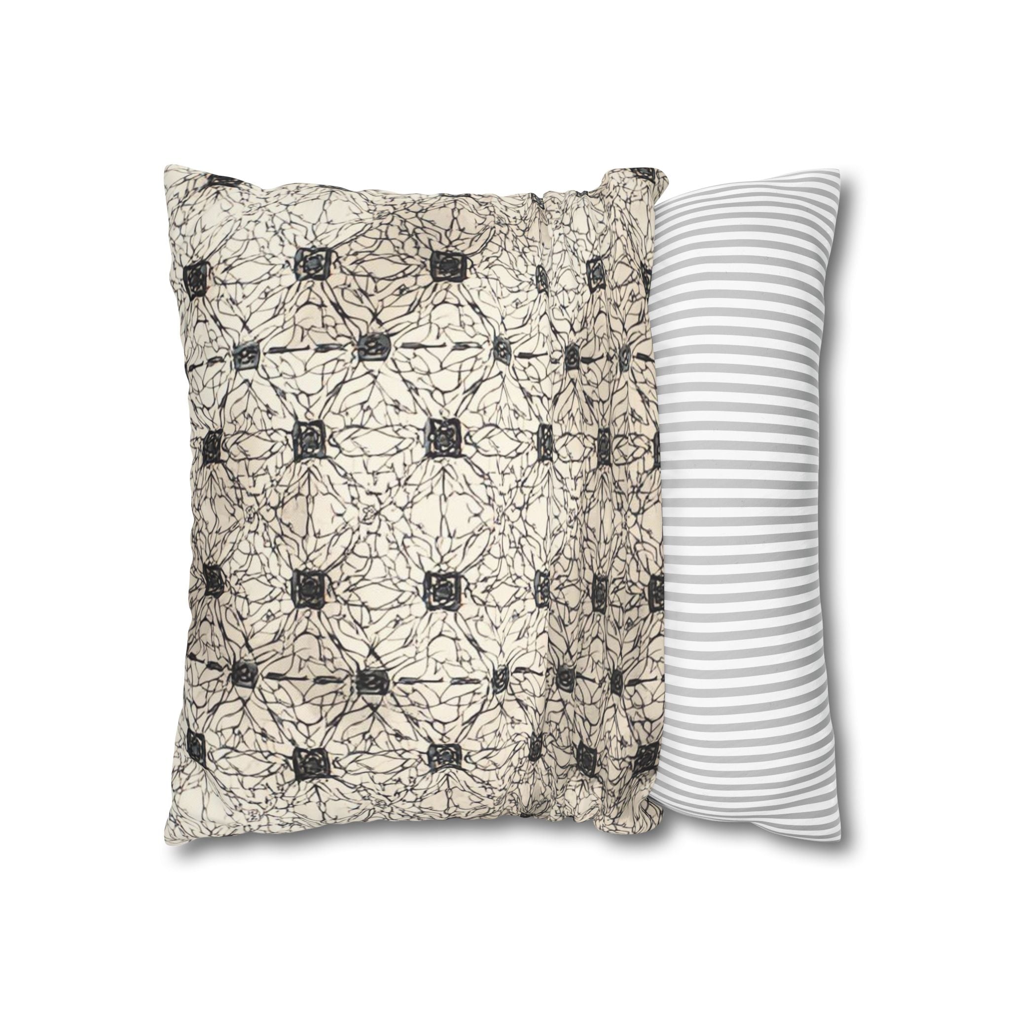 Elegante funda de almohada cuadrada de lona de poliéster: diseño moderno para la decoración del hogar 