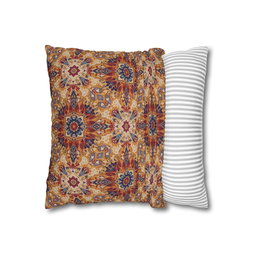 Bohemian Mosaic Square Pillowcase — Kaleidoscope Floral Throw Pillow Cover