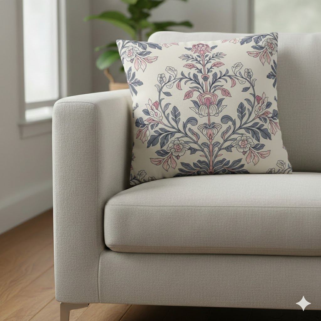Floral Design Square Poly Canvas Pillowcase