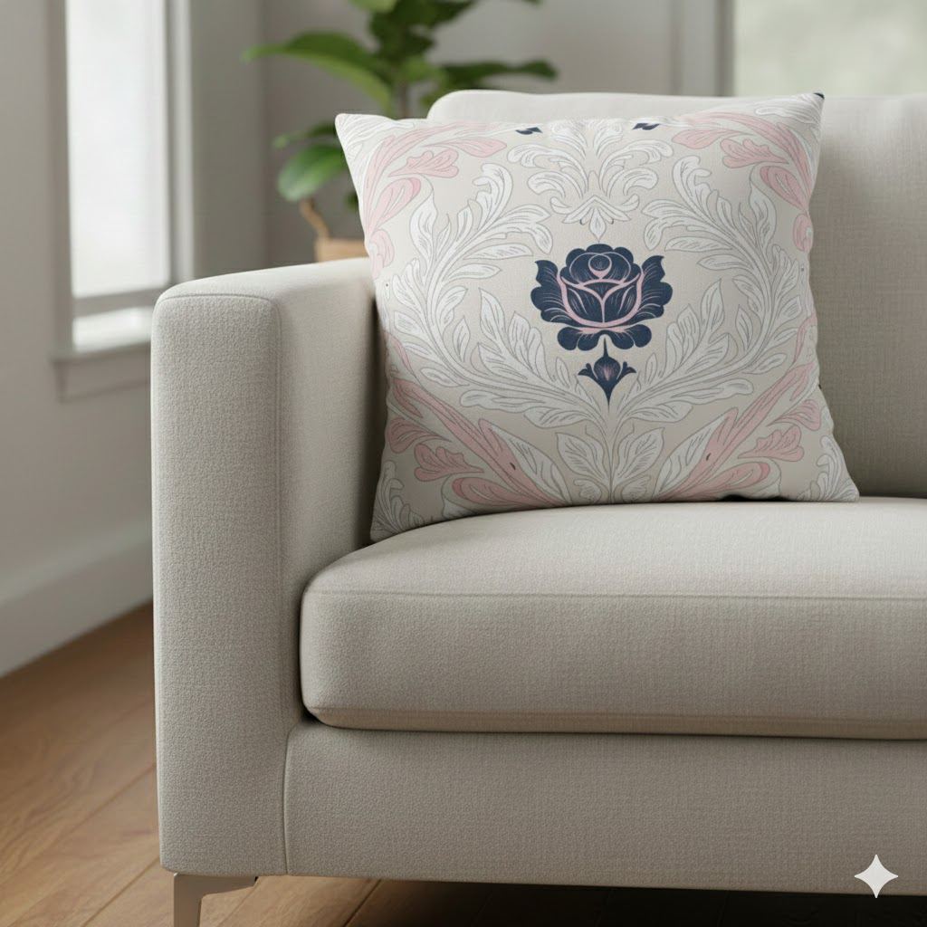 Floral Elegance Poly Canvas Pillowcase