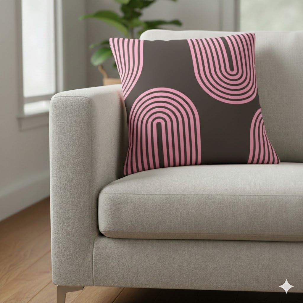 Modern Retro Pink Line Pillowcase