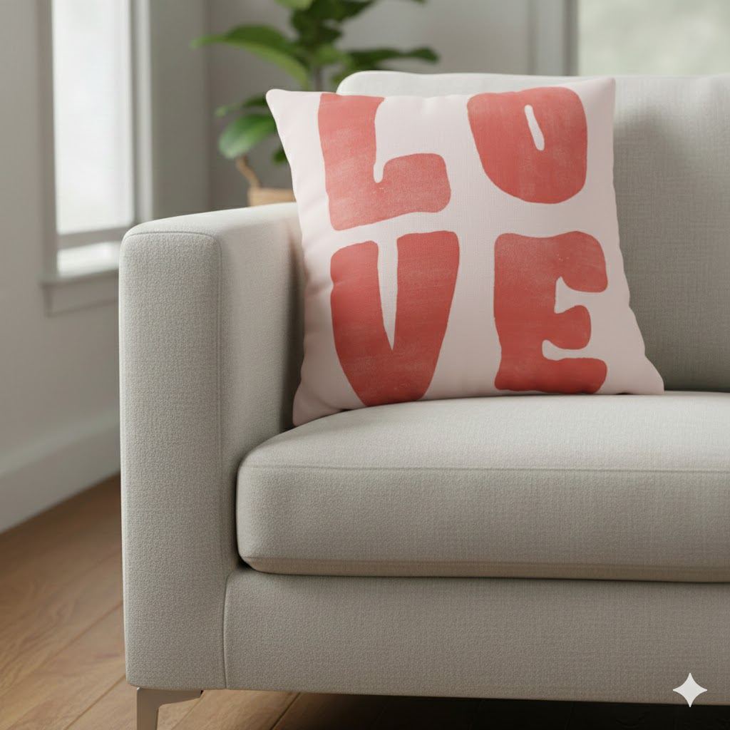 Love Square Poly Canvas Pillowcase